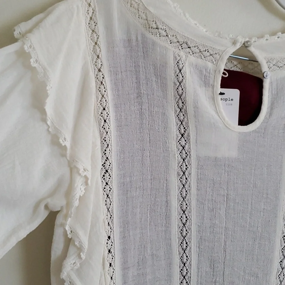 Free People Gauze Embrodery Flowers Long Sleeve Blouse